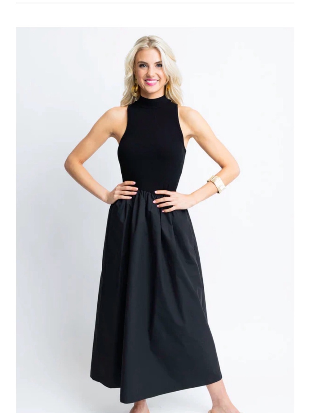 Karlie. Black Sleeveless Mock Neck Maxi Dress